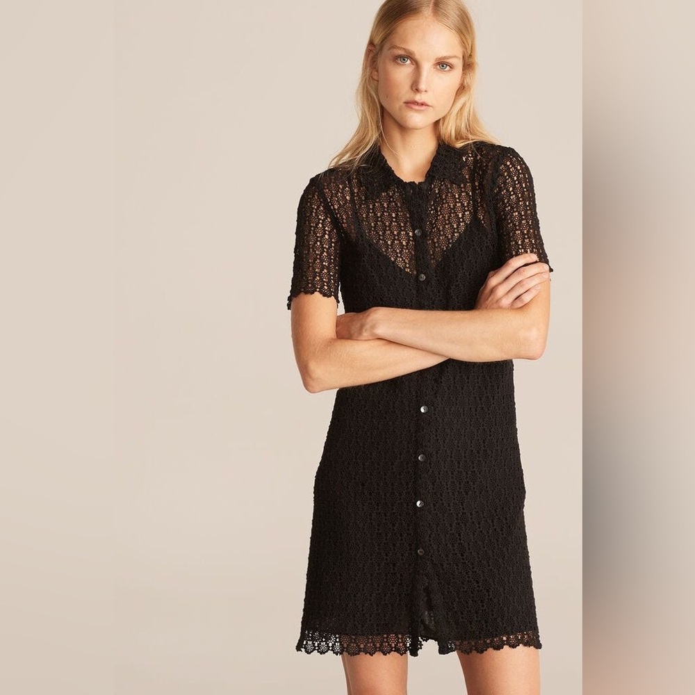 Rebecca Taylor Crochet Button-Up Dress XS